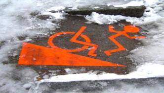 wheelchair ramp in snow